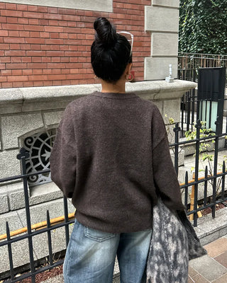 (Unisex) Drop Shoulder Simple High Gauge Sweater