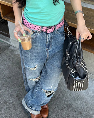 Star Studded Double Eyelet Belt
