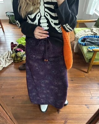 Flower Stitch Fleece Maxi Skirt