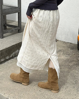 Lace layered long skirt