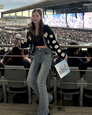 Big Flower Point Knit Cardigan