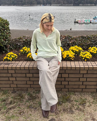 Striped Wrinkle Wide Easy Pants