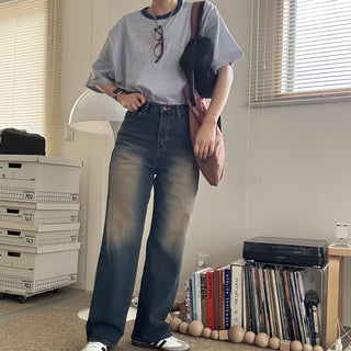 Vintage Washed Wide Denim Pants
