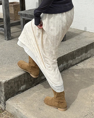 Lace layered long skirt