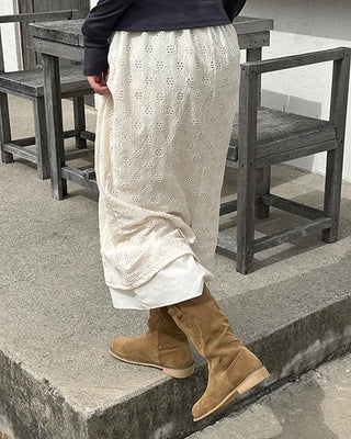 Lace layered long skirt