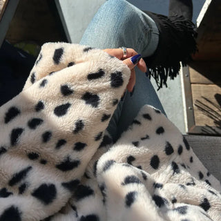 Leopard fur collar coat