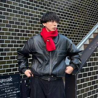 Classic leather short jacket
