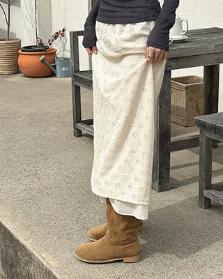 Lace layered long skirt