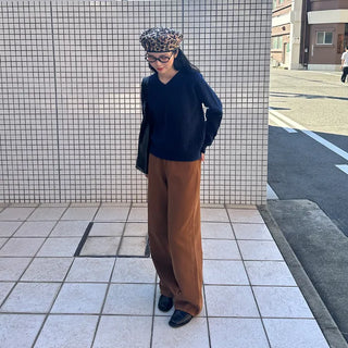 Colored cotton wide-leg pants