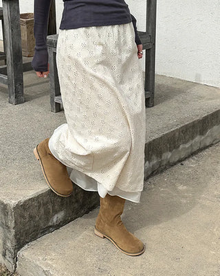 Lace layered long skirt
