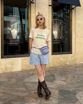 MONDAY Round Neck Half T-Shirt