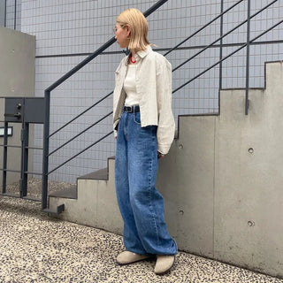 Striped long-sleeved cropped shirt