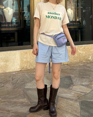 MONDAY Round Neck Half T-Shirt
