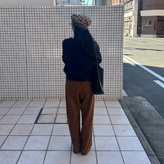 Colored cotton wide-leg pants