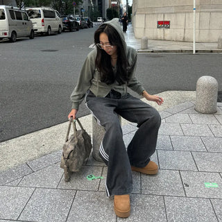 2-way cropped hoodie zip-up
