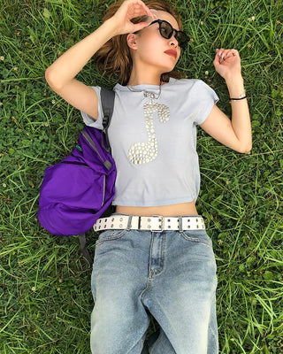 Double eyelet leather belt