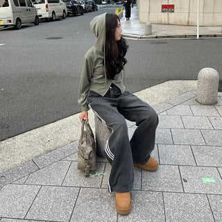 2-way cropped hoodie zip-up
