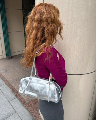 Simple faux leather shoulder bag