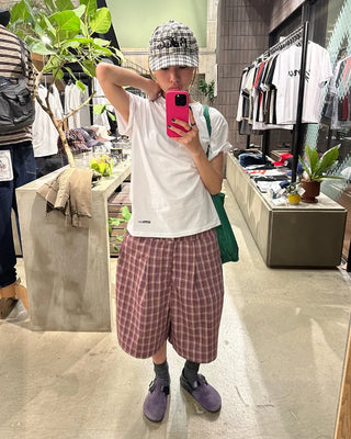 (ORIGINAL) Tartan Check Half Wide Easy Pants