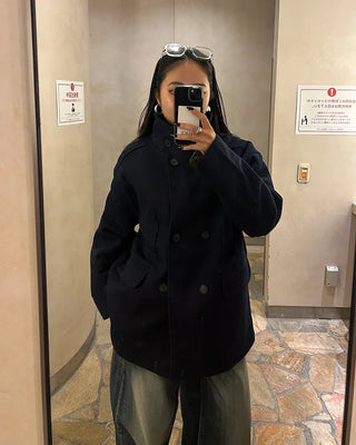 Throat latch quilted inner midi reef coat