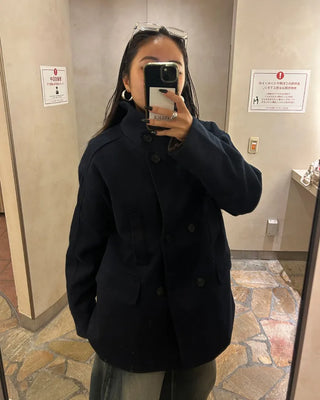 Throat latch quilted inner midi reef coat