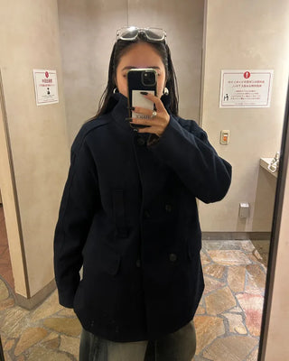 Throat latch quilted inner midi reef coat