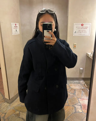 Throat latch quilted inner midi reef coat