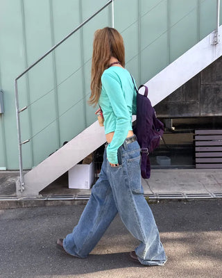 Slashed Neck Slim Long T-Shirt