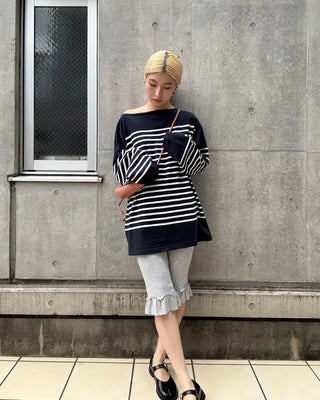 Frilled Ribbed Capri Pants