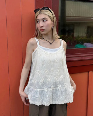 Flower Point Cotton Camisole Top