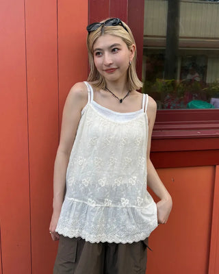 Flower Point Cotton Camisole Top