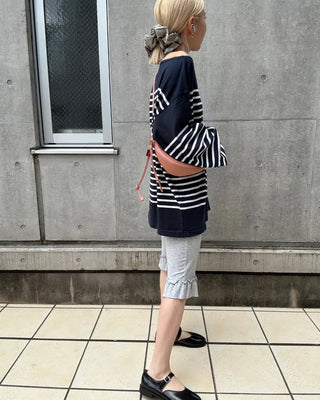 Frilled Ribbed Capri Pants