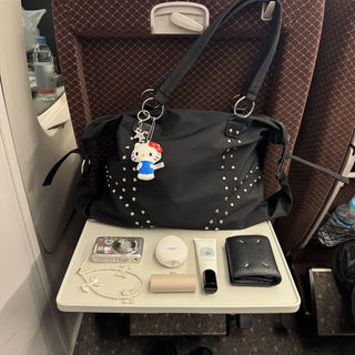 Stud Point Nylon Shoulder Bag