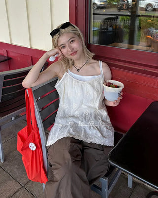 Flower Point Cotton Camisole Top