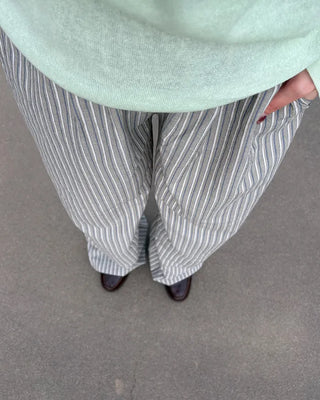 Striped Wrinkle Wide Easy Pants