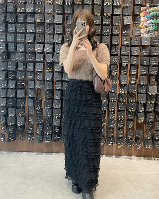 Round neck boa knit
