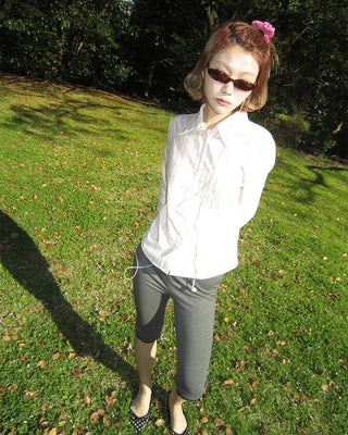 Lace hem capri leggings pants