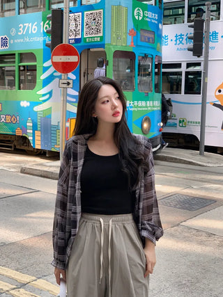See-through check shirt