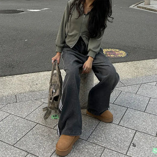 2-way cropped hoodie zip-up
