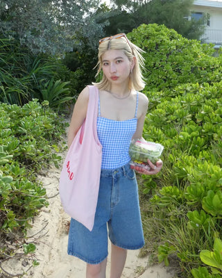 Gingham check one-piece swimwear