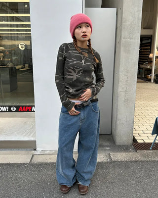 Waffle Camouflage Long T-Shirt