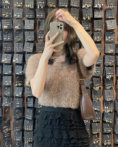 Round neck boa knit