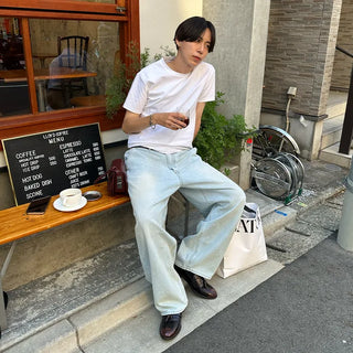 Casual plain short-sleeved T-shirt