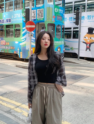 See-through check shirt