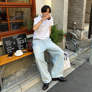 Casual plain short-sleeved T-shirt