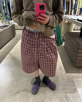 (ORIGINAL) Tartan Check Half Wide Easy Pants