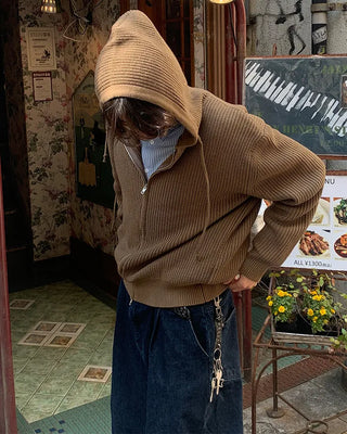 (Unisex) Knit Hooded Hoodie