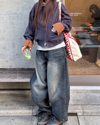 Back flap pocket, whiskered wash jeans