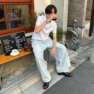 Casual plain short-sleeved T-shirt