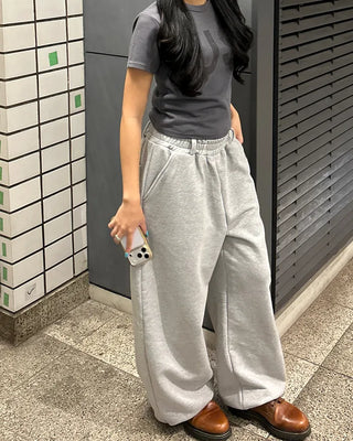 (Unisex) Check Layered Belt Loop Sweatpants